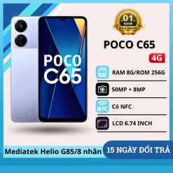 Điện Thoại Xiaomi POCO C65 8GB/256GB – Màn 6.74", Pin Trâu 5000mAh, Chơi Game Mượt, Có NFC