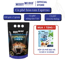 Bịch Cà Phê Hòa Tan Espresso Meet More (100 Gói/3Gram) - Cà Phê Truyền Thống