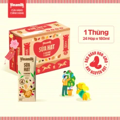 Thùng 24 hộp Sữa hạt 9 loại hạt Vinamilk ít đường - hộp 180ml|[Có thể nhận bao bì Tết/ Thường]