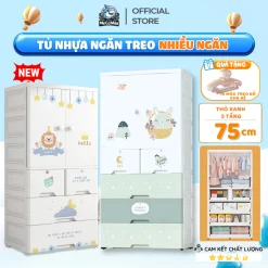 [Tặng móc treo] Tủ Nhựa Cho Bé PAKEY Có Ngăn Treo, Tủ Quần Áo Trẻ Em Nhiều Tầng Có Bánh Xe Tiện Lợi, Mới Nhất 2026