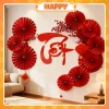 Set Trang Trí Tết Bính Ngọ 2026 Treo Tường Gồm Quạt Giấy, Chữ Tết, Cành Đào Đông May Mắn | HAPPY DECOR
