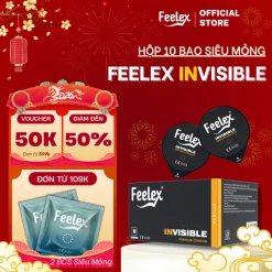 Bao cao su Feelex siêu mỏng, nhiều gel bôi trơn, hương thơm gân gai, kéo dài thời gian quan hệ