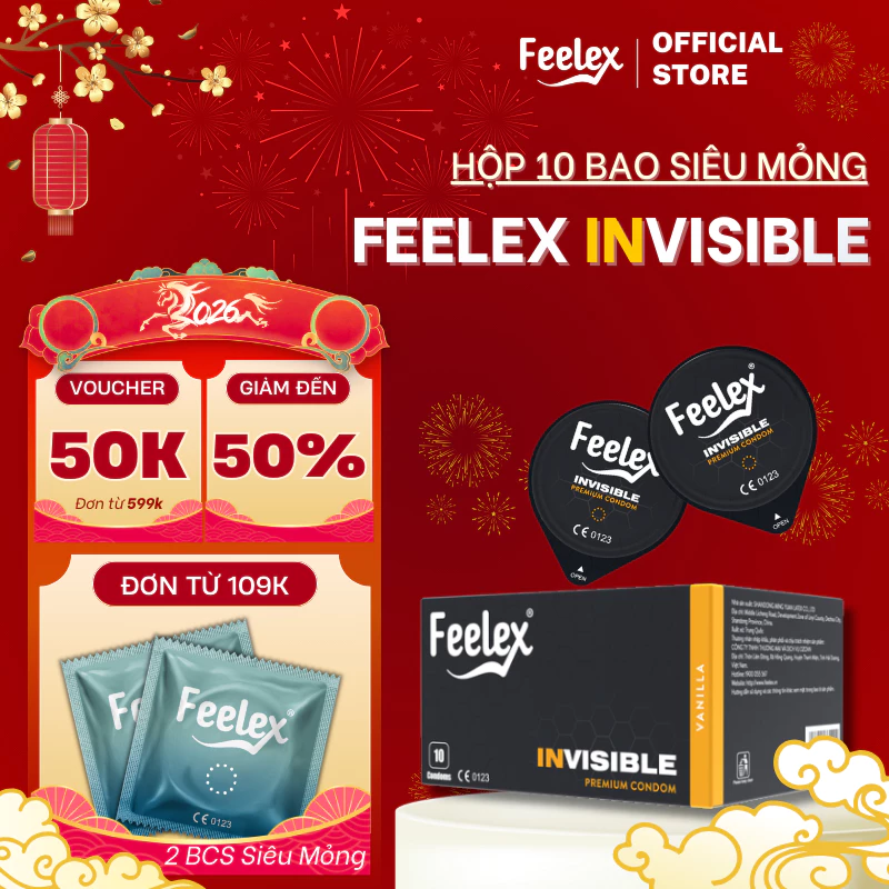 Bao cao su Feelex siêu mỏng, nhiều gel bôi trơn, hương thơm gân gai, kéo dài thời gian quan hệ