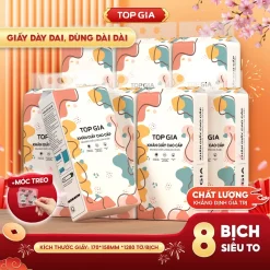 [LOẠI TO ĐẶC BIỆT] Thùng 8 bịch khăn giấy rút Top Gia treo tường đa sắc 1280 tờ, siêu dai và mềm mịn