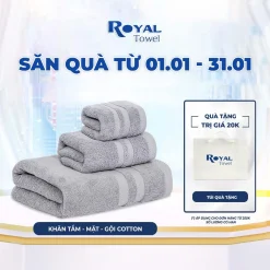Khăn Tắm Gội Đầu Lau Mặt ROYAL TOWEL 100% Cotton Cao Cấp Bông Dày Thấm Hút Không Đổ Lông Dùng Cho Gia Đình Khách Sạn Spa