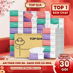 Giấy ăn rút Top Gia, thùng 30 gói/16 gói/46 gói 4 lớp cao cấp tiện lợi