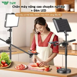 TNW Bộ Quay Video Để Bàn Xoay 360° Đèn Livestream Quay Video Chân Quay Video Chụp Ảnh Từ Trên Xuống