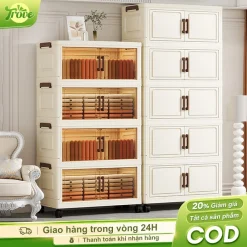 Trove Tủ Lưu Trữ Có Thể Gập Lại Nhựa Tủ Đựng Quần Áo Có Bánh Xe Trong Suốt Tủ Bếp Có Cửa Nam Châm
