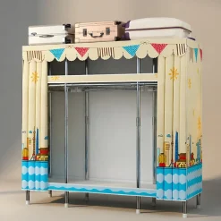 【Free Ship】Tủ Quần Áo Tủ Vải Đựng Quần Áo Khung Thép Không Gỉ Chốt Nhựa Tủ Treo Quần Áo Lắp Ráp