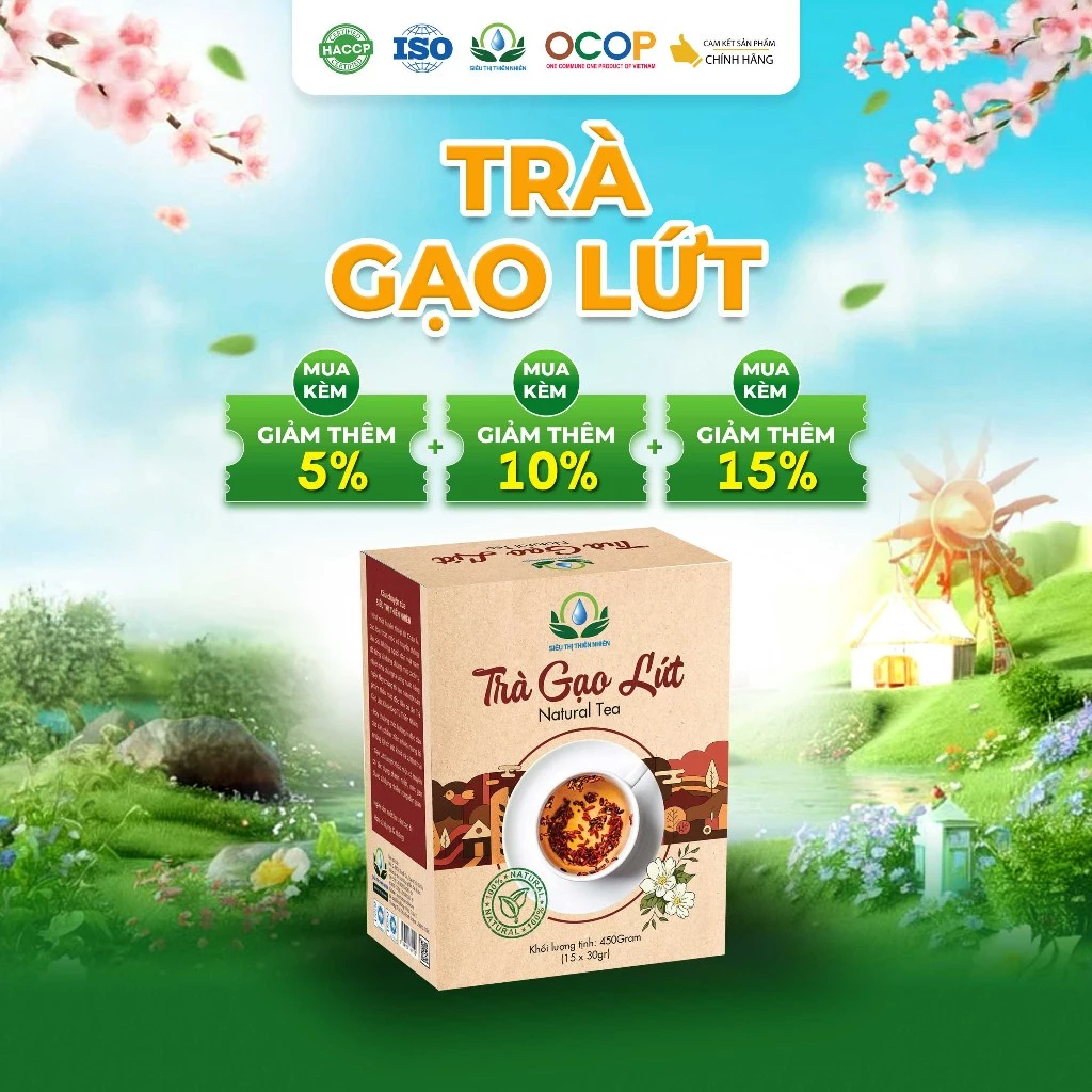 Hộp 30 Túi Lọc Trà Gạo Lứt Mix Nhiều Gạo Lứt, Hoa Nhài, Cỏ Ngọt, vừng đen, Đậu Đen, Đậu Đỏ, Lá Nếp