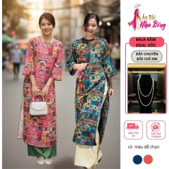 Áo dài cách tân suôn rộng lập thể, mặc là đẹp- dáng nào cũng xinh AD121