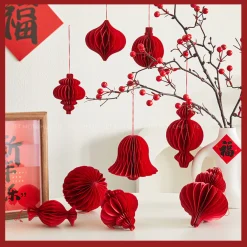 [TẾT MỘT CHÚT] Combo 10 Lồng Đèn Giấy Xếp Đỏ Nhung Treo Cây Trang Trí Tết 2026 - Đèn Lồng Giấy Xếp Trang Trí Tết 2026