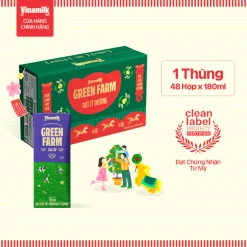 Thùng 48 Hộp Sữa Tươi Tiệt Trùng Vinamilk Green Farm Rất ít đường 180ml| [Có thể nhận bao bì Tết/ Thường]