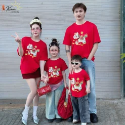 Set Áo Phông In Hình Chú Ngựa Cho Gia Đình Mặc Tết 2026, Chất Liệu Cotton Thoáng Mát Thấm Hút Mồ Hôi Tốt - KAO07