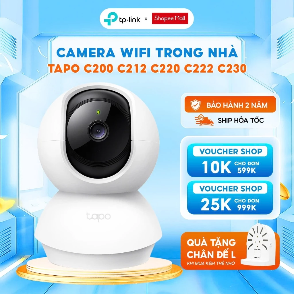 Camera Wifi TP-Link Tapo C200 C212 TC71 C220 C222 C230 Trong Nhà Xoay 360 Độ Đàm Thoại 2 Chiều Chính Hãng