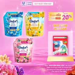 Nước Xả Làm Mềm Vải Comfort Đậm Đặc Một Lần Xả Thơm Mát Suốt Ngày Dài túi 3.7L