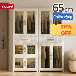 (20% OFF)Yuumi 65cm trong suốt xa hoa dung tích lớn tủ nhựa tủ quần áo hộp đựng đồ tủ bếp tủ đựng