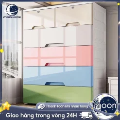 Moon Tủ Ngăn Kéo Nhựa Nhiều Tầng Tủ Đựng Đồ Đồ Chơi Trẻ em Có Bánh Xe Phòng Ngủ Giá Lưu Trữ Đa Năng
