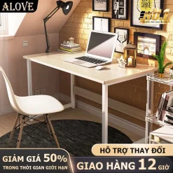 ALOVE Bàn học sinh, bàn sinh viên gỗ MDF dễ lau chùi, bàn làm việc full phụ kiện lắp ráp bằng gỗ ép siêu chắc chắn