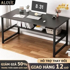 ALOVE bàn học chắc chắn chân thép dày 60cm bàn làm việc đơn giản mặt bàn dày dễ lắp ráp phù hợp cho sinh viên và vă