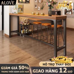 ALOVE Bàn dài 1.8m Bàn làm việc khung sắt việc có giá trên mặt bàn lắp ráp dễ dàng