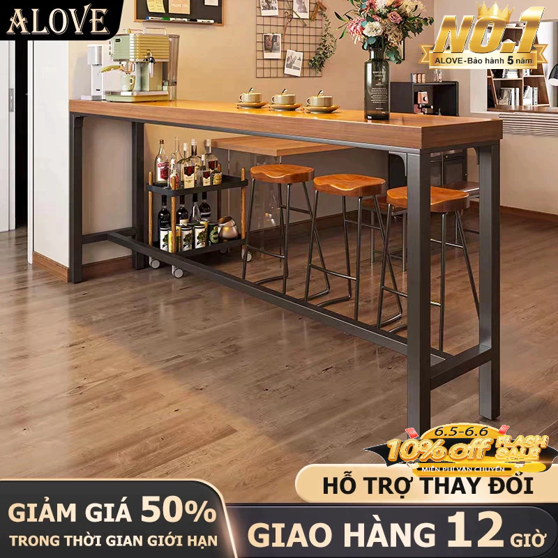 ALOVE Bàn dài 1.8m Bàn làm việc khung sắt việc có giá trên mặt bàn lắp ráp dễ dàng