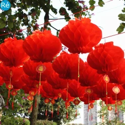 Lồng Đèn Đỏ Nylon Trang Trí Tết Nguyên Đán Giấy Nhựa Tròn 20cm 2026